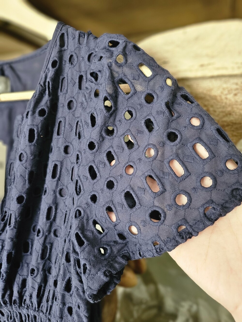 Anthropologie Somerset Eyelet Mini Dress Navy NWT Sz MP - Picture 5 of 14